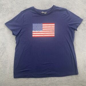American Flag TShirt Mens XL Navy Blue Primark Distressed Graphic Tee